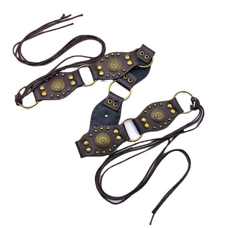 Vintage Studed Metal String Leather Belt DPWB0320