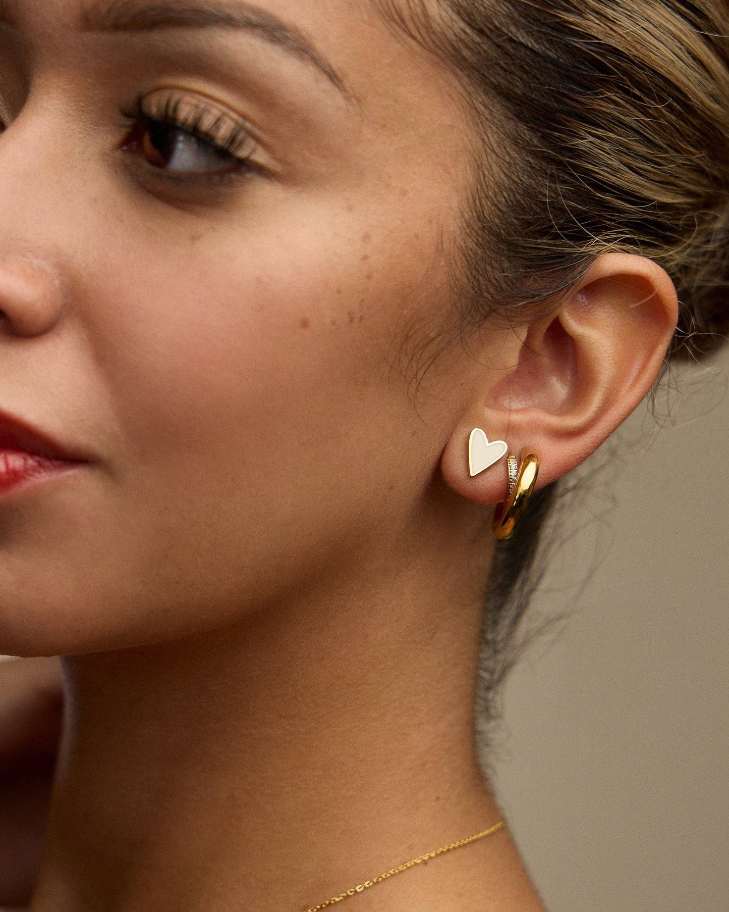 Enamel Heart Stud Earrings