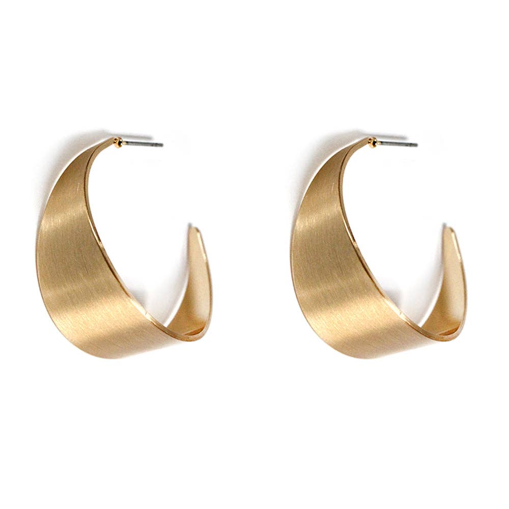 Matte Gold Curved 1.25" Earring