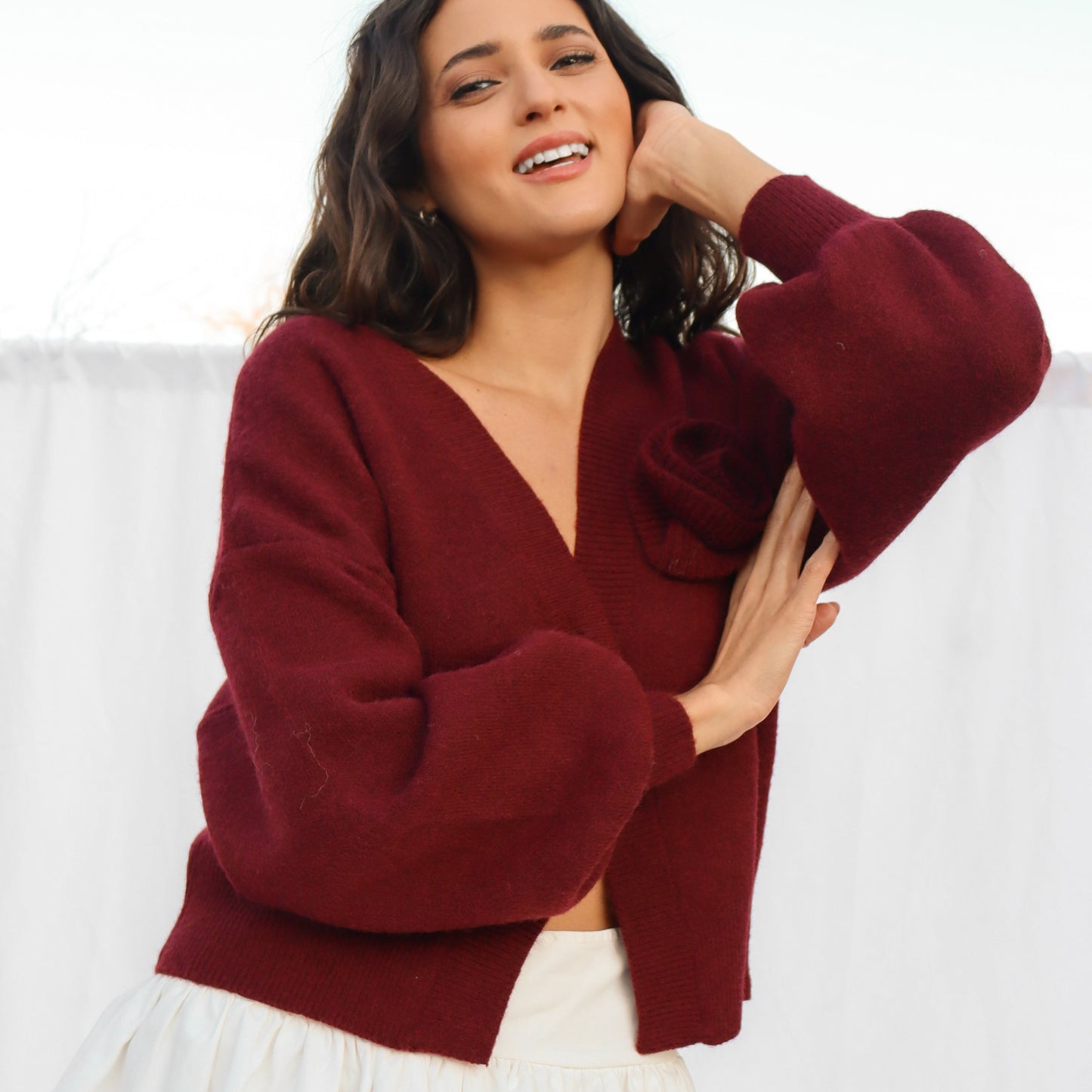 Wine Tasting Rose Cardigan