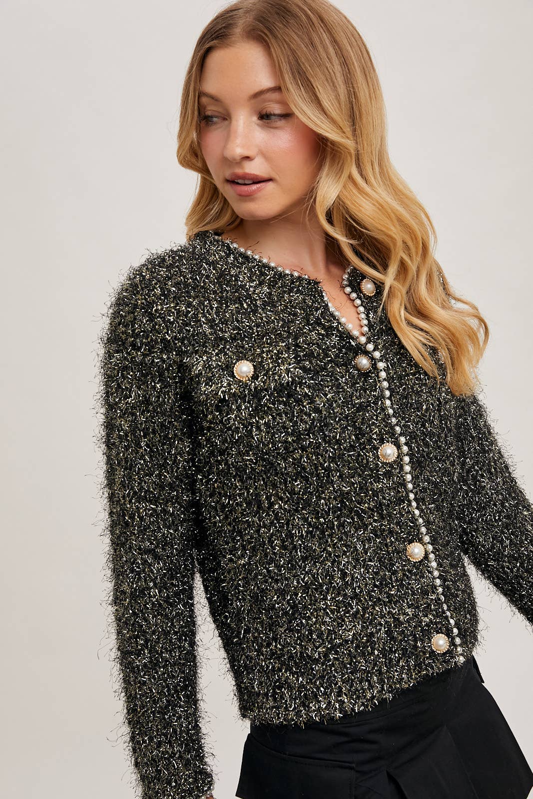 PEARL BUTTON SWEATER JACKET