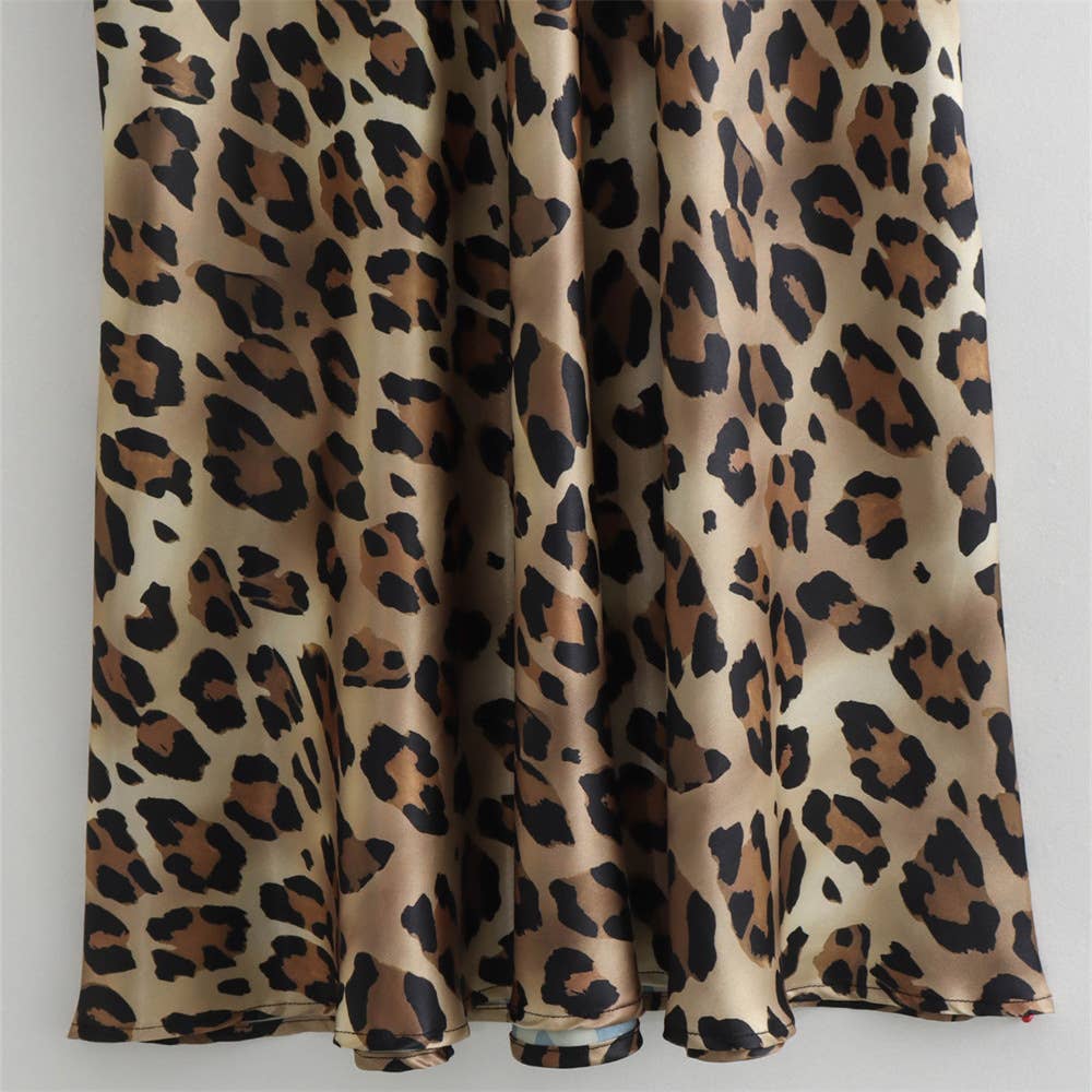 Sexy Satin Leopard Print Skirt