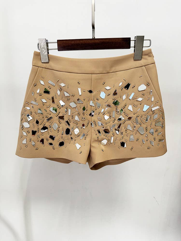 Mirror Beaded Suit Jacket & Shorts Set