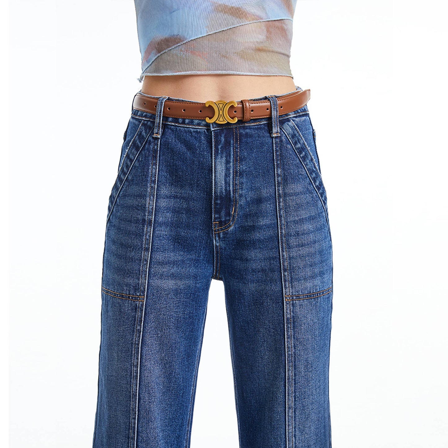Bayeas Super High Rise Wide Leg Jeans (Finished Hem,Slit)