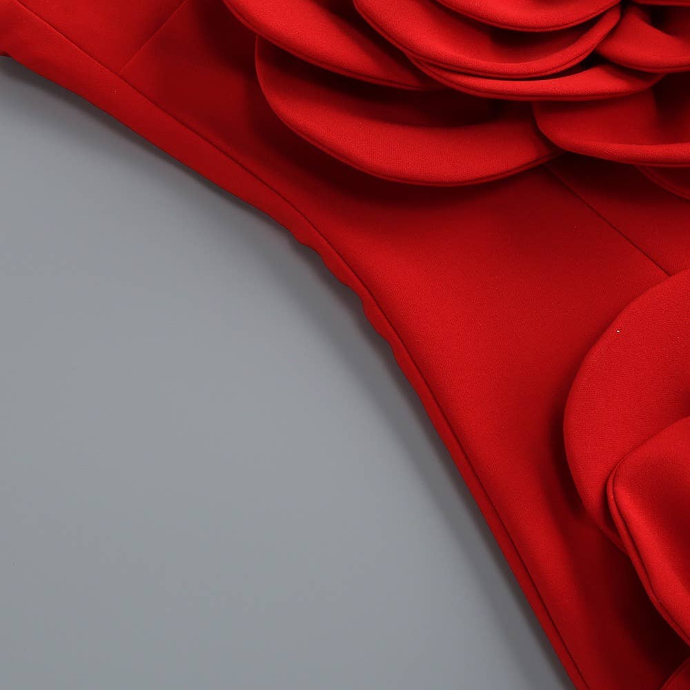 3D Flower Tube Dress - Bold Elegance
