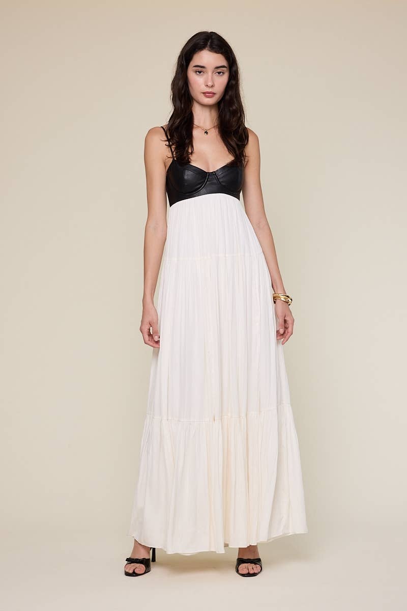 bra for maxi dress Leather Bra Top Silky Maxi Dress – True Me Inspire