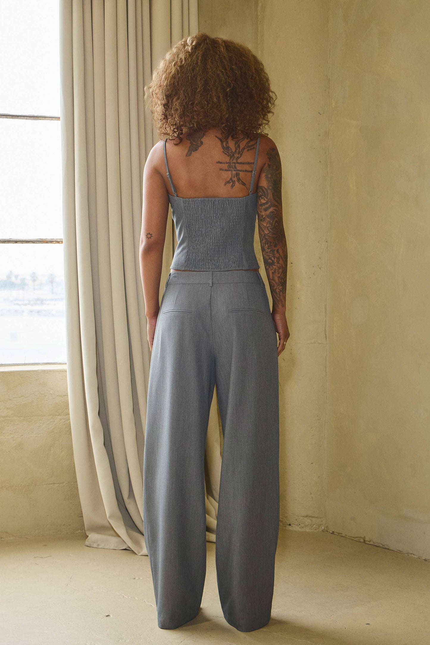 Woven Neck-Tie Spaghetti Strap Top