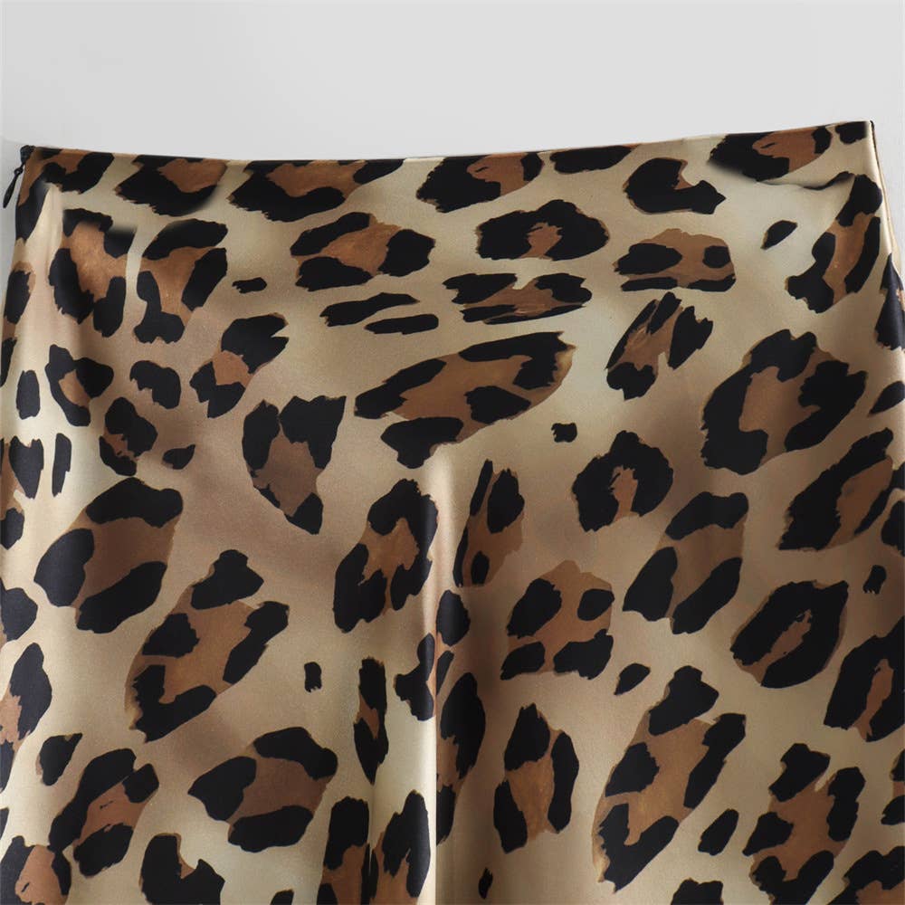 Sexy Satin Leopard Print Skirt