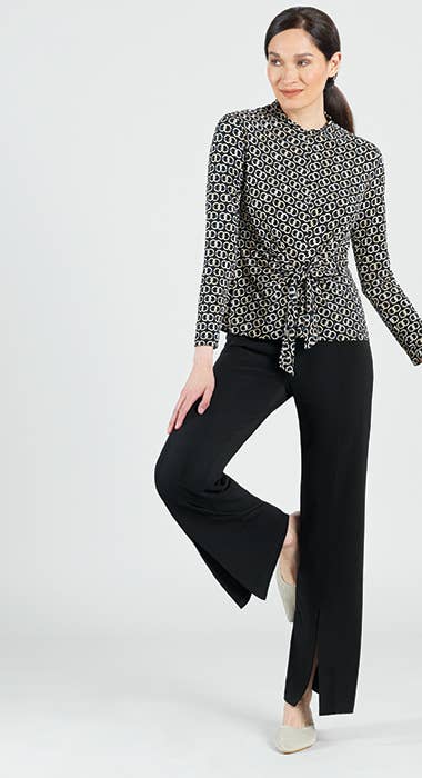 Kick Front High Slit Pant: Black