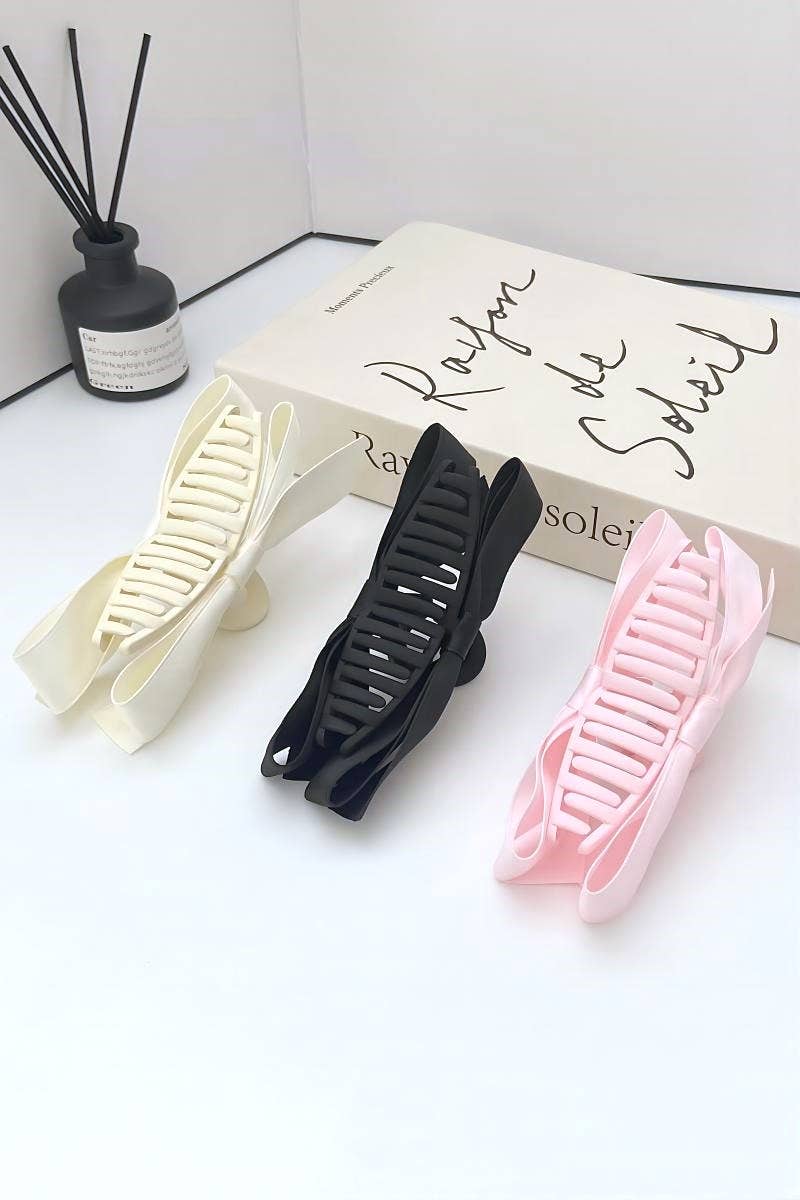 '.....Sweet Silk Ribbon Bowknot Tassels Hair Clip Claw in Black