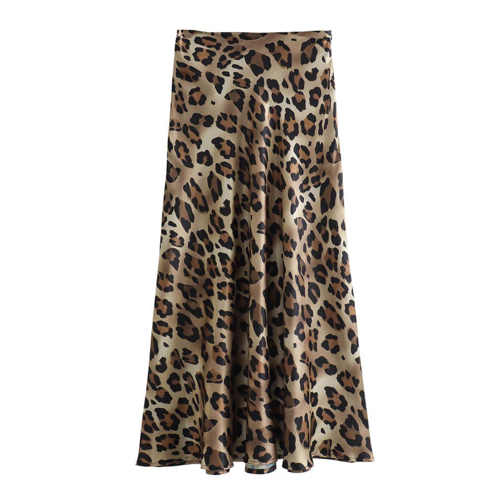 Sexy Satin Leopard Print Skirt