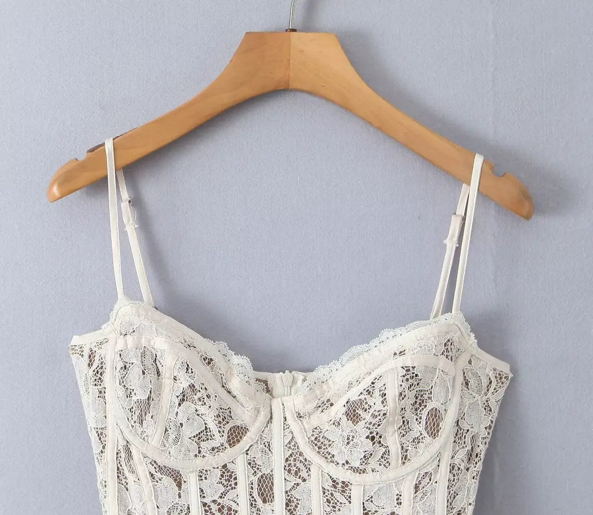 Ivory floral-lace corset mini dress for women