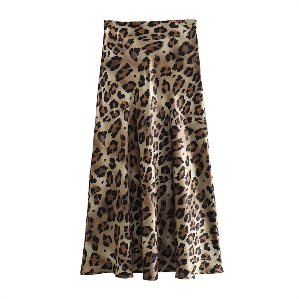 Sexy Satin Leopard Print Skirt