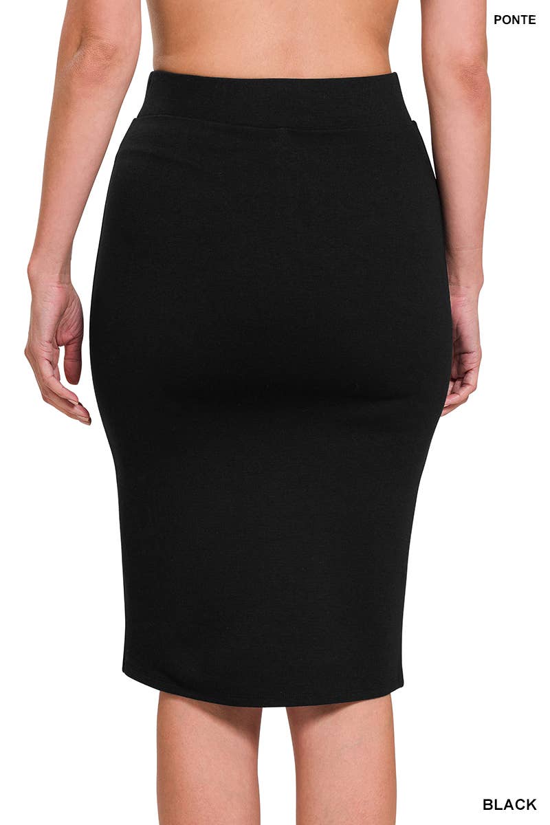 `.Ponte Knee Length Pencil Skirt