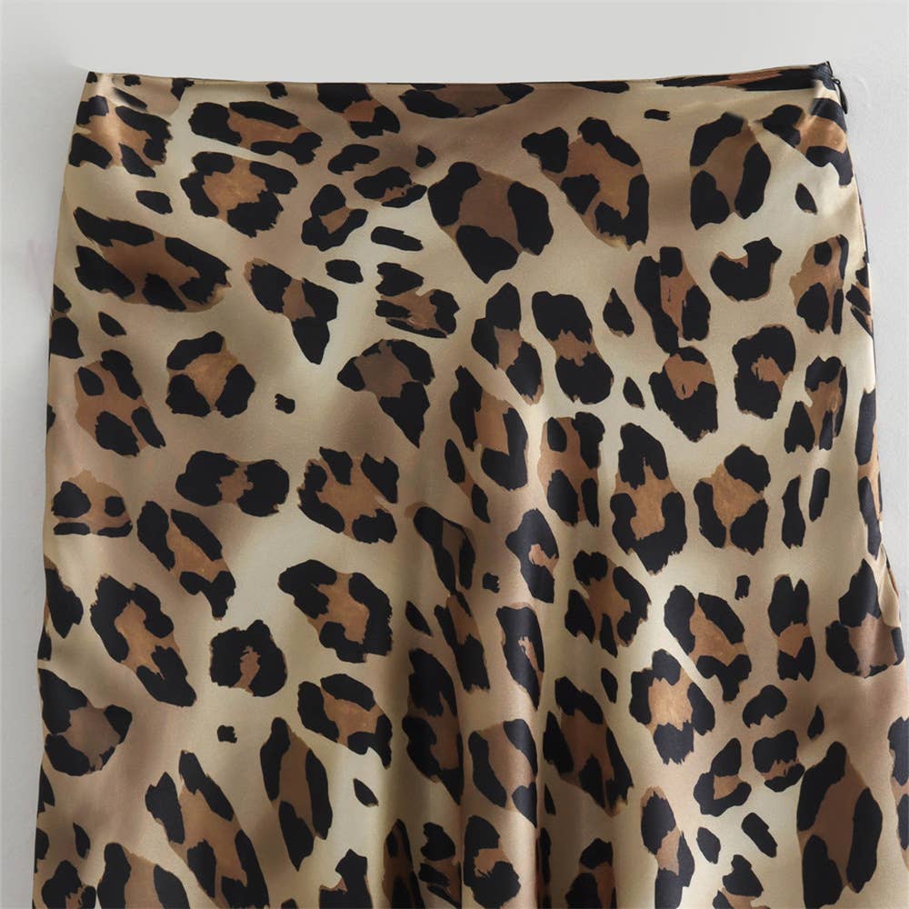 Sexy Satin Leopard Print Skirt