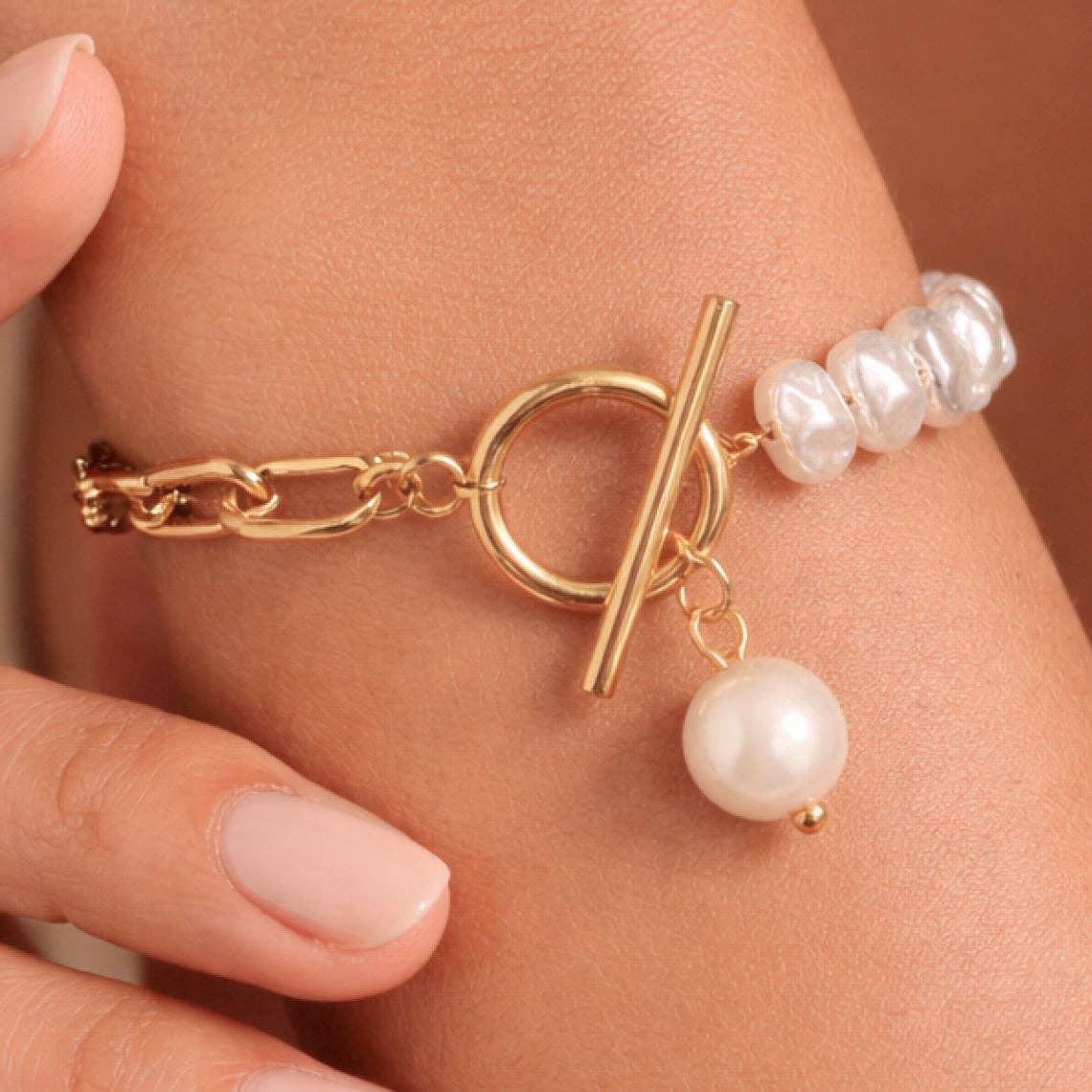 18K Gold Plated Waterproof Stainless Steel Chain Bracelet - 7072