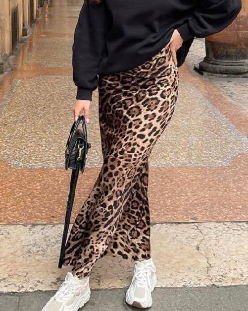 Sexy Satin Leopard Print Skirt