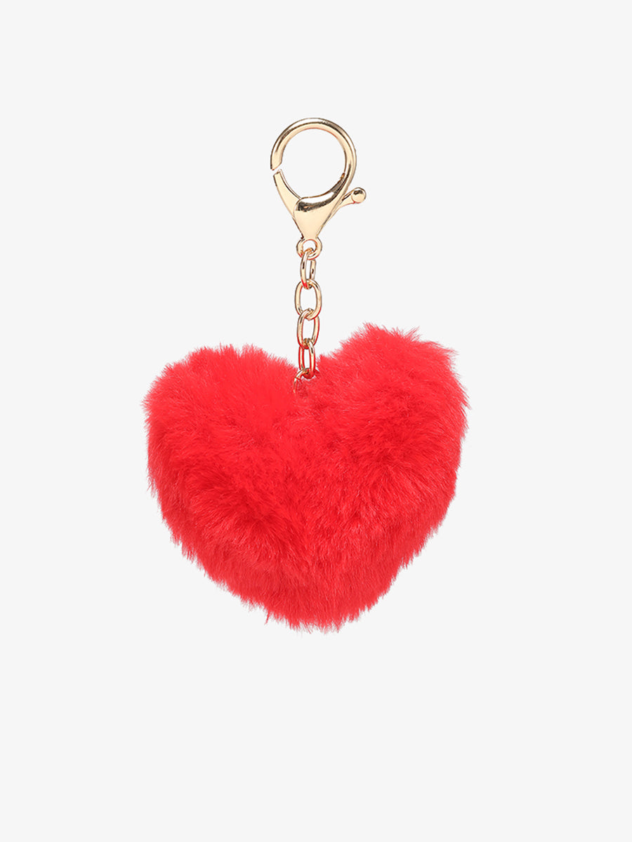 Bag Charm Fuzzy Heart