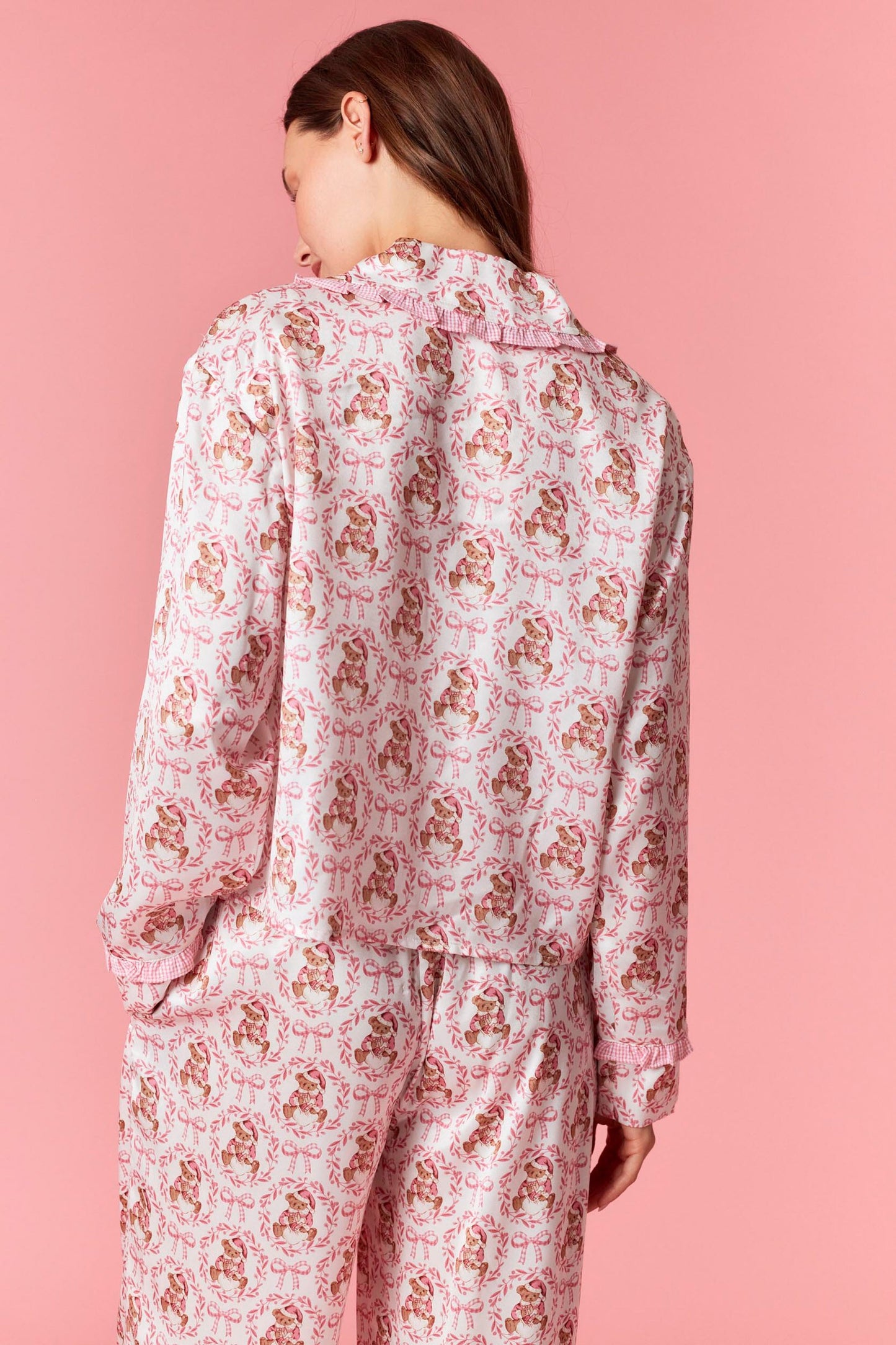 Bear & Bow Satin Ruffle Pj Set