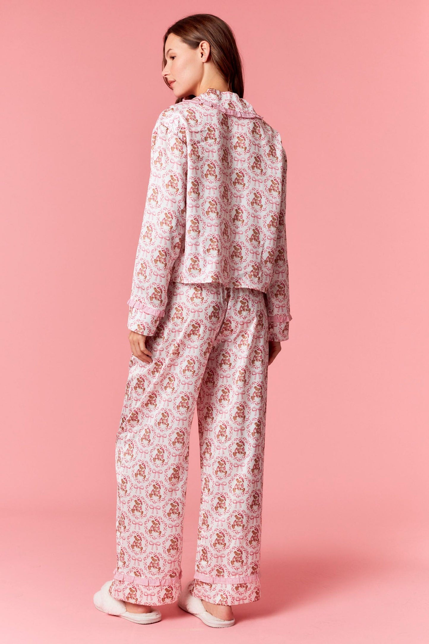 Bear & Bow Satin Ruffle Pj Set