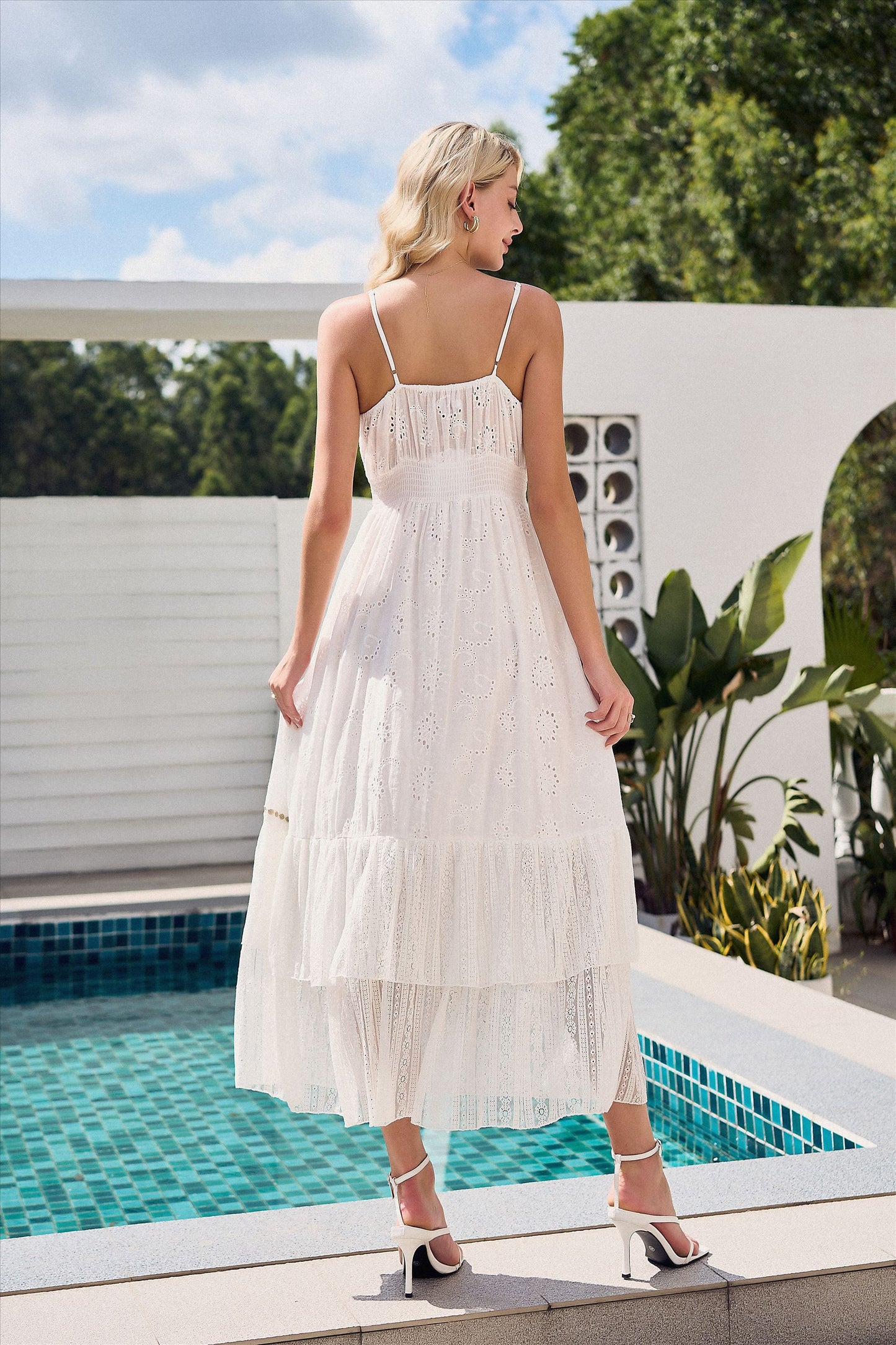 Boho Beach Hollow-out Floral Lace Resort Dress