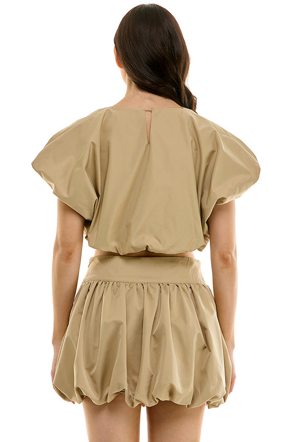 Bubble Crop Poplin Top