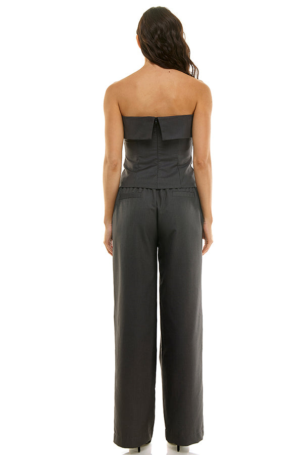 Fold Over Bandeau Set Charcoal