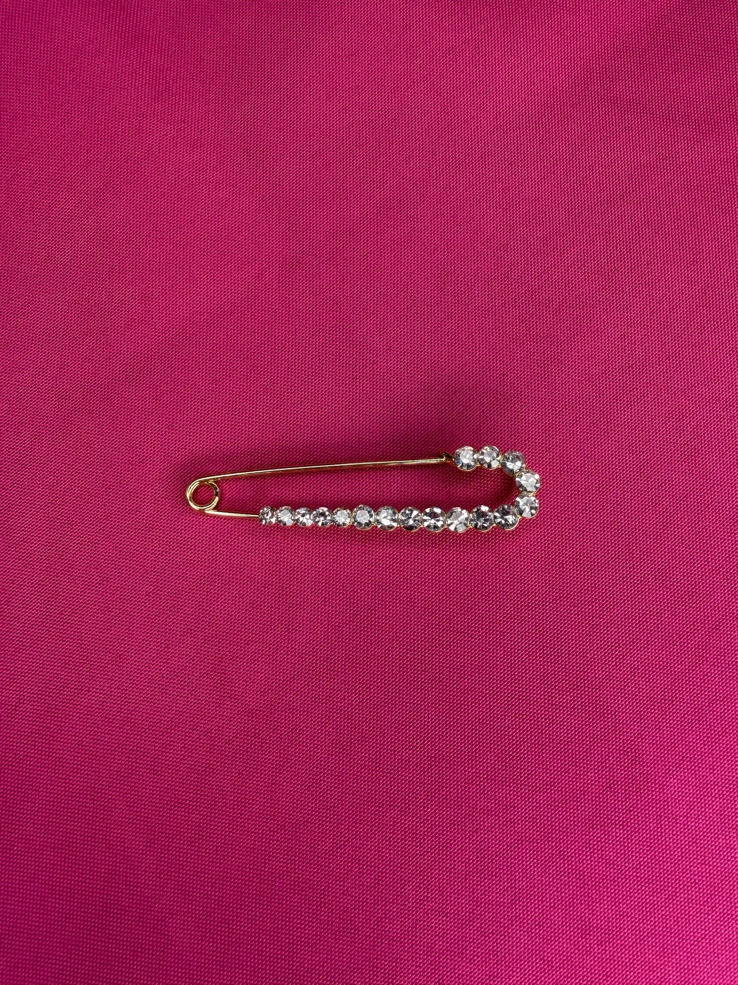 Rhinestone Safety Pin Brooch