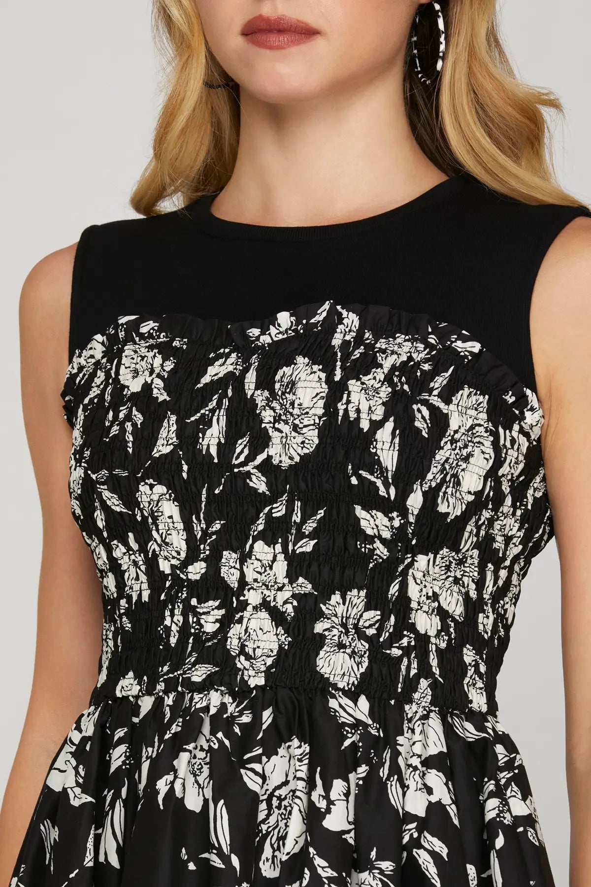 Black Floral Bubble Dress