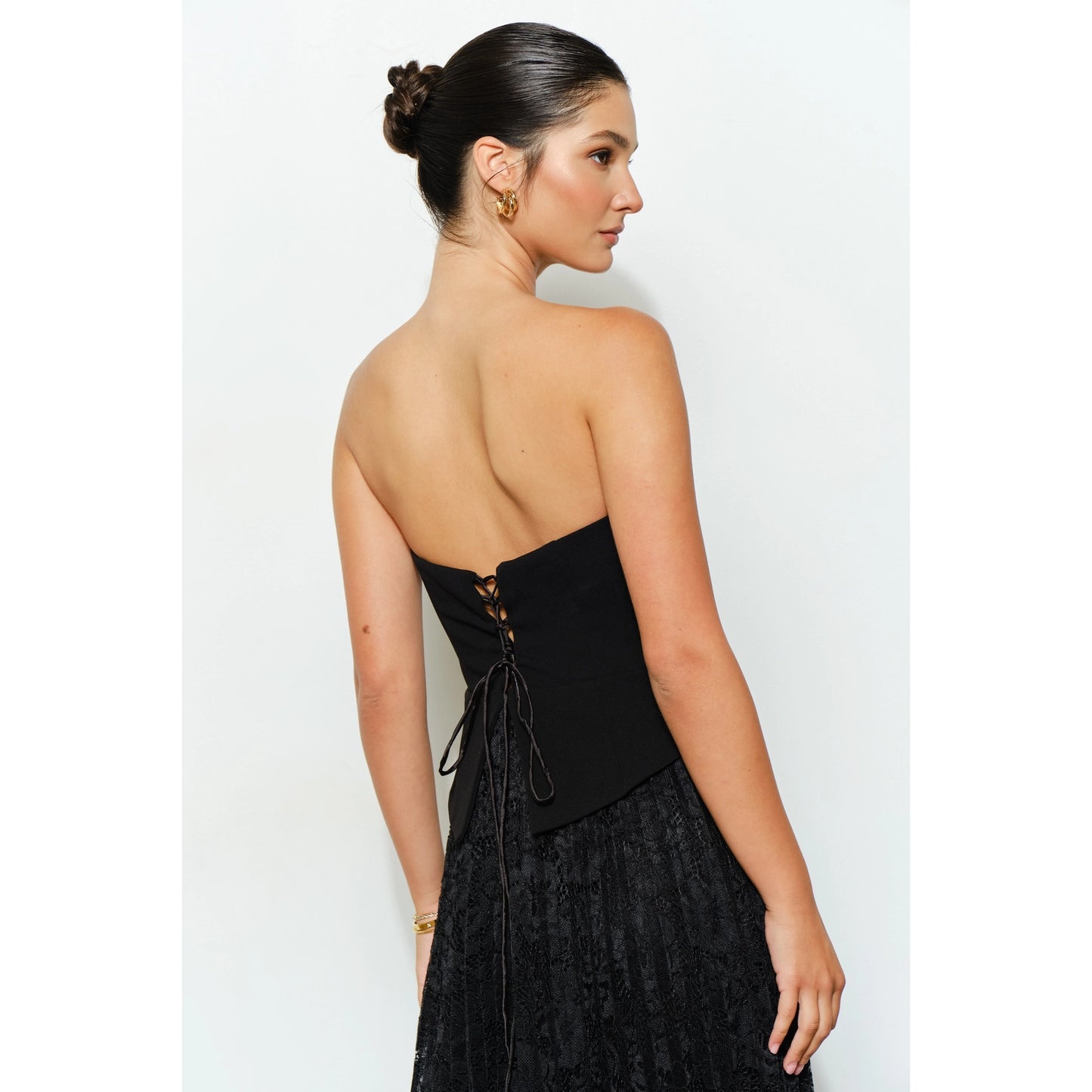 Strapless Corset Lace-Up Maxi Dress