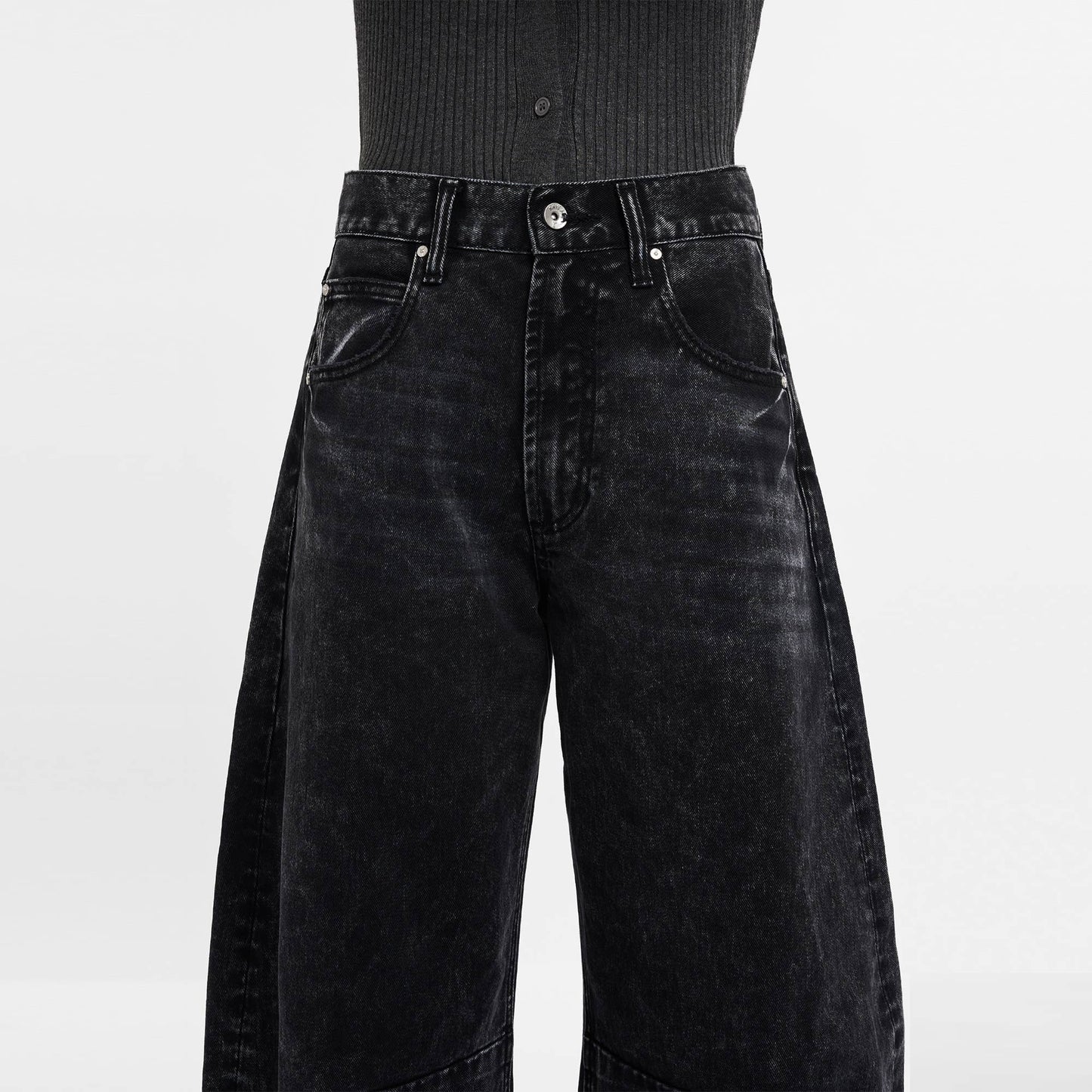 Bayeas Super High Rise Tailored Barrel Jeans Finished Hem