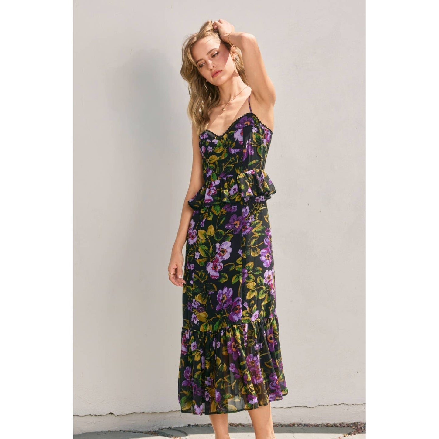 Midnight Lurex Ruffled Dress