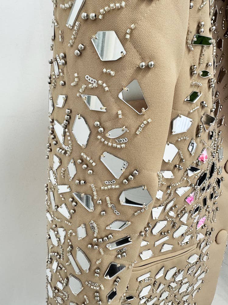 Mirror Beaded Suit Jacket & Shorts Set