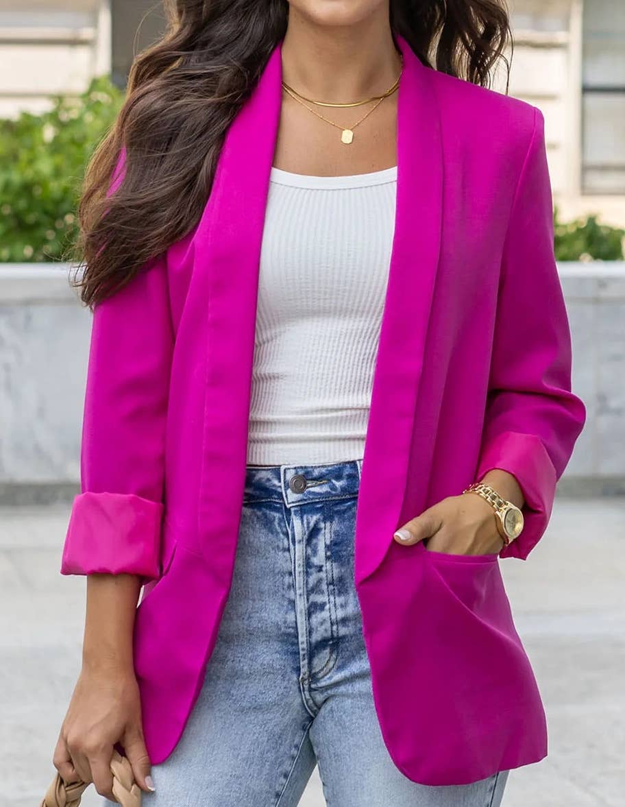 Fuchsia Lapel Blazer