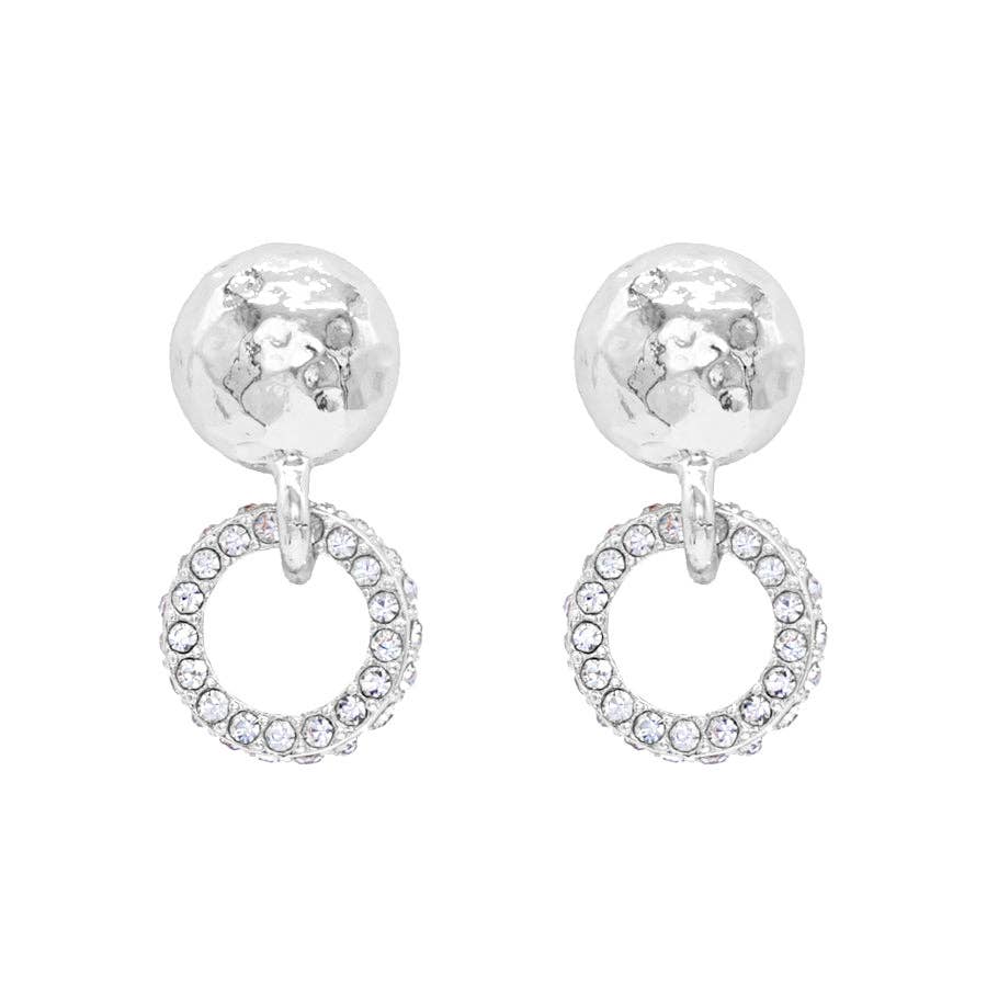 Silver Circle with Rhinestone Circle 1" Earring