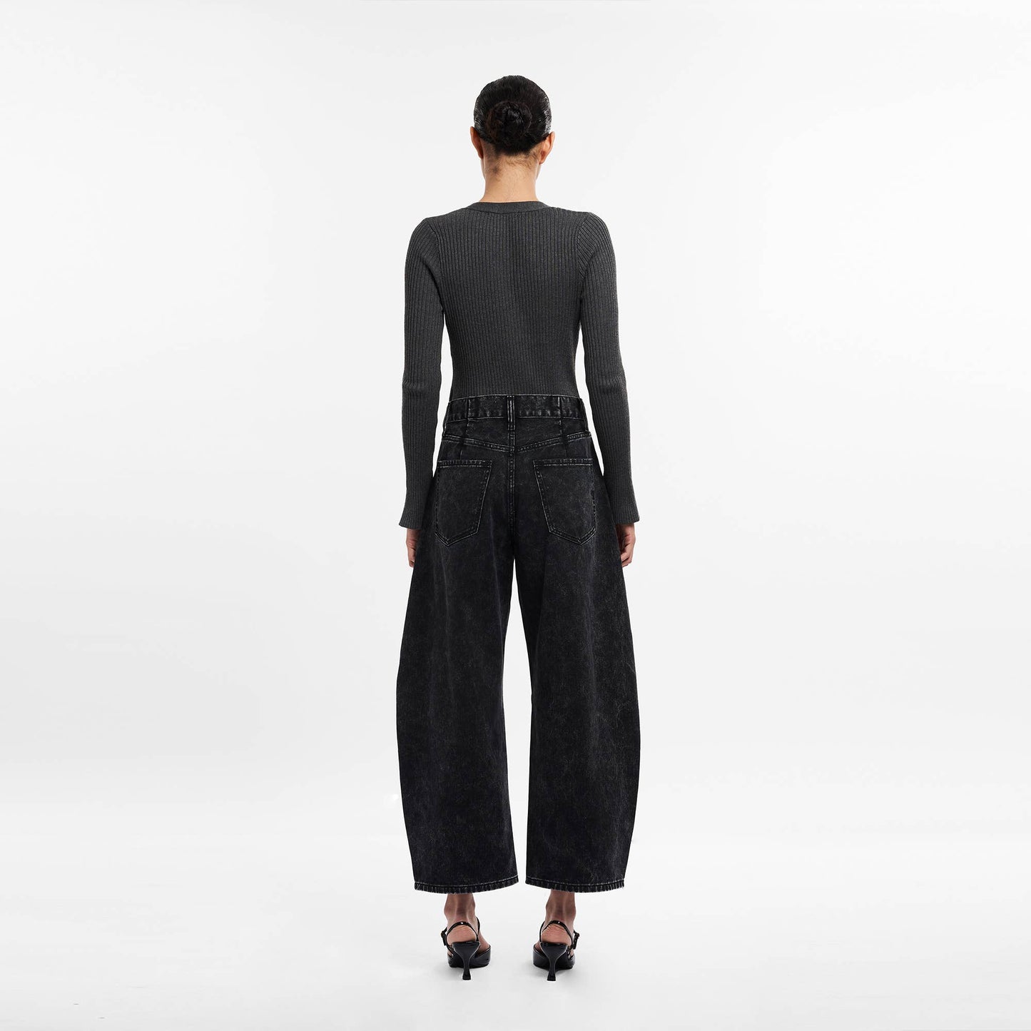 Bayeas Super High Rise Tailored Barrel Jeans Finished Hem