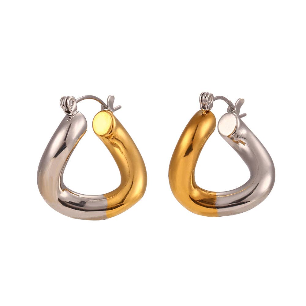 Two-tone SS 18K Plated Hoop Earrings