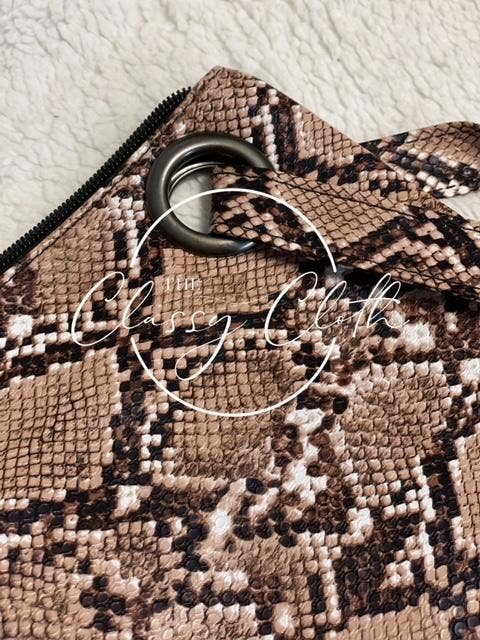 Trendy Clutch - Brown Snakeskin