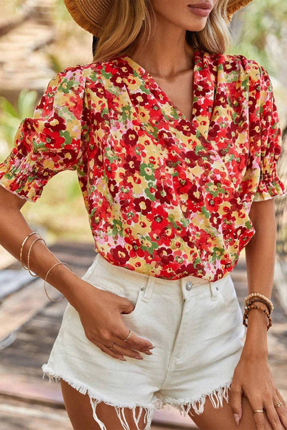 Floral Wrap Blouse