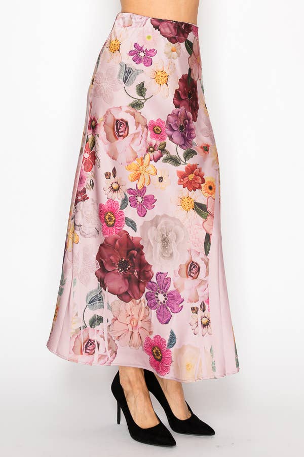 Floral Satin Skirt
