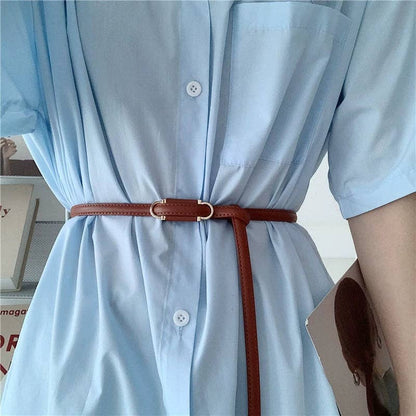 Simple Elegant Leather Slim Belt