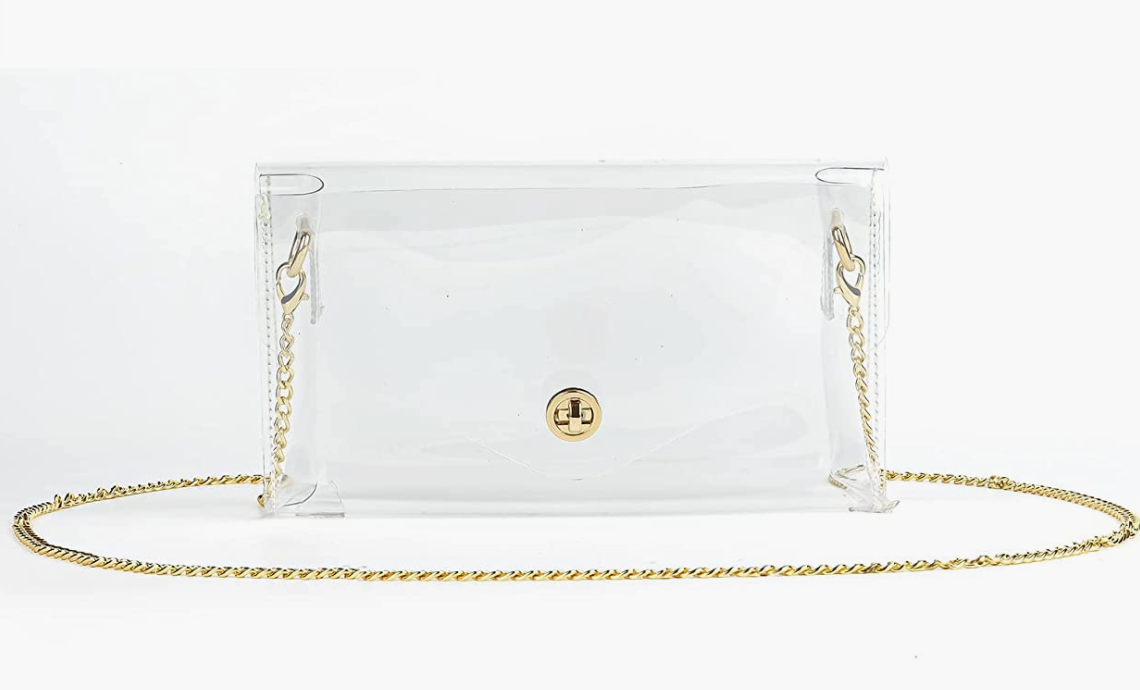 Clear Crossbody Stadium Concert Purse Gold Adjustable Chain