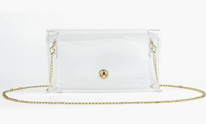 Clear Crossbody Stadium Concert Purse Gold Adjustable Chain