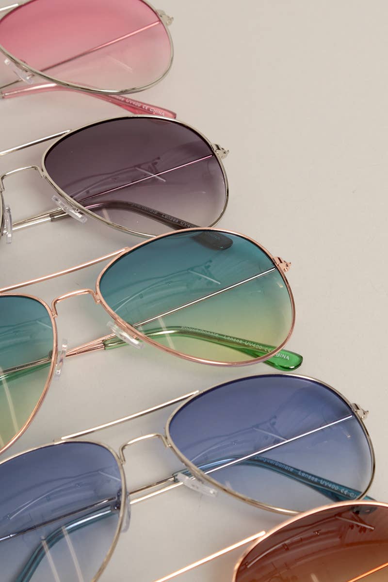 Tinted Lenses Metal Frame Aviator Sunglasses
