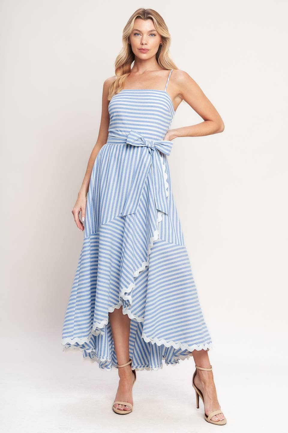 Blue Striped Woven Dress