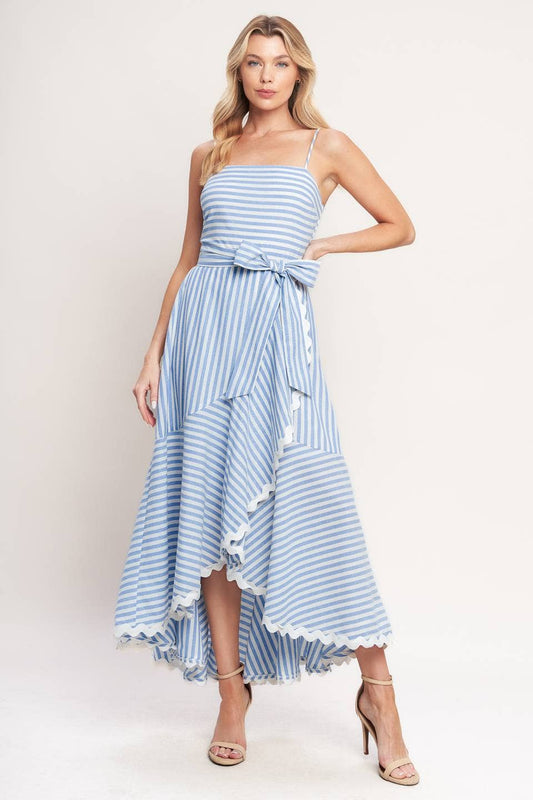 Blue Striped Woven Dress