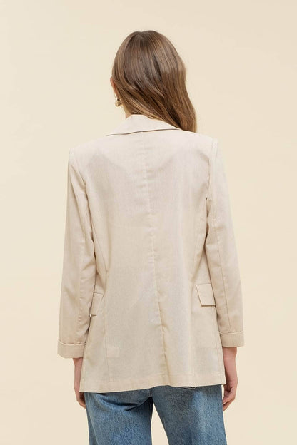 3/4 CUFF SLEEVE COLLARED BLAZER