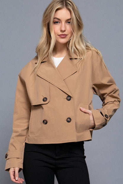 Crop Trench Coat Black or Khaki