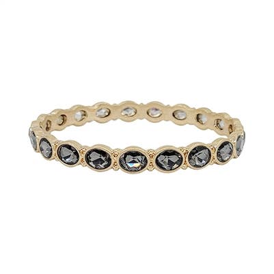 Black Diamond Rhinestone and Gold Bangle Bracelet