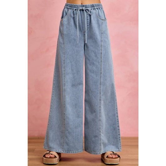 Elastic Wide Leg Jeans